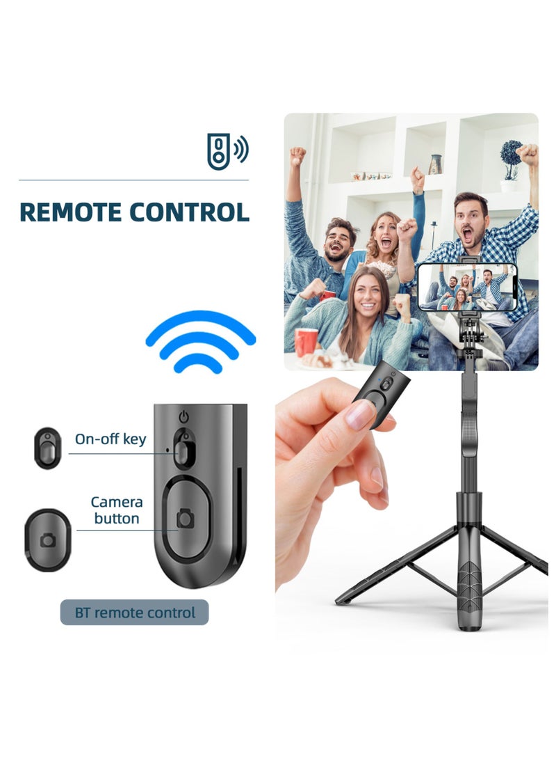 Kiboule - Selfie Stick 153 cm/60in Multi-function Selfie Stick Desktop Tripod with 6-Section Telescoping Rod 360°Rotatable Ball Head with Anti-shake Handle Phone Clip 1/4in Adapter & Remote Control - Image 1