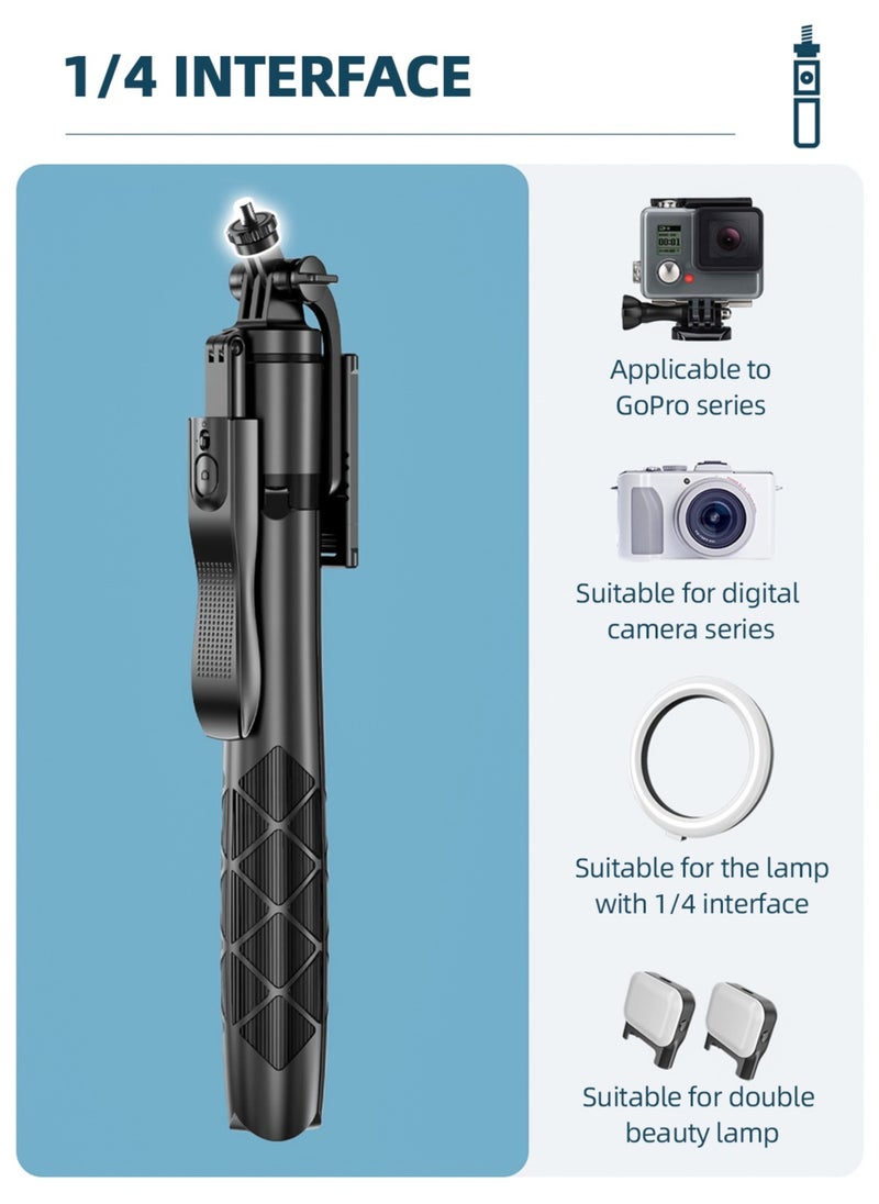 Kiboule - Selfie Stick 153 cm/60in Multi-function Selfie Stick Desktop Tripod with 6-Section Telescoping Rod 360°Rotatable Ball Head with Anti-shake Handle Phone Clip 1/4in Adapter & Remote Control - Image 1