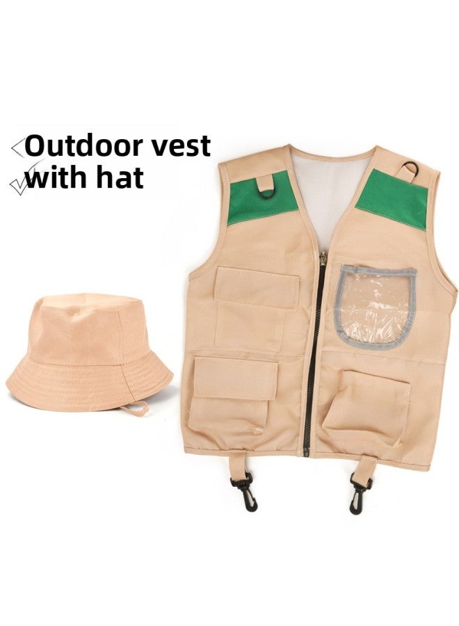 Loquat Children's Outdoor Adventure Clothing Vest Hat Adventurer Role Play Stage Festival Performance Cosplay Suit-Specifications:Adventure Suit 172g - Image 1