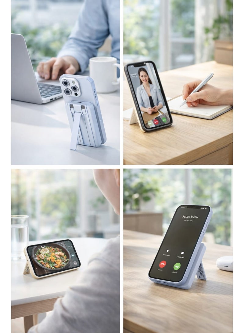 Magnetic Wireless Power Bank, Magnetic Power Bank for iPhone, Wireless Power Bank 10000mAh, 22W Fast Charging Magnetic Wireless Charger Power Bank, Power Bank with Stand for Smartphones - Image 2