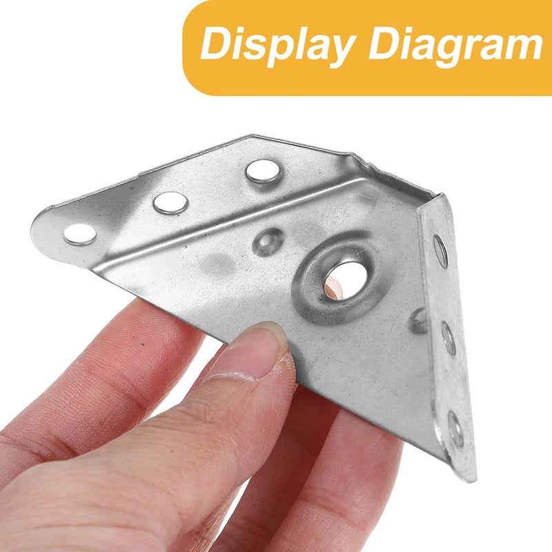 Garneck 20pcs Heavy Duty Stainless Steel Angle Brackets Corner Braces for Furniture Shelf Support Cabinet Corner Connectors with Nickel Plating for Home Improvement - Image 4