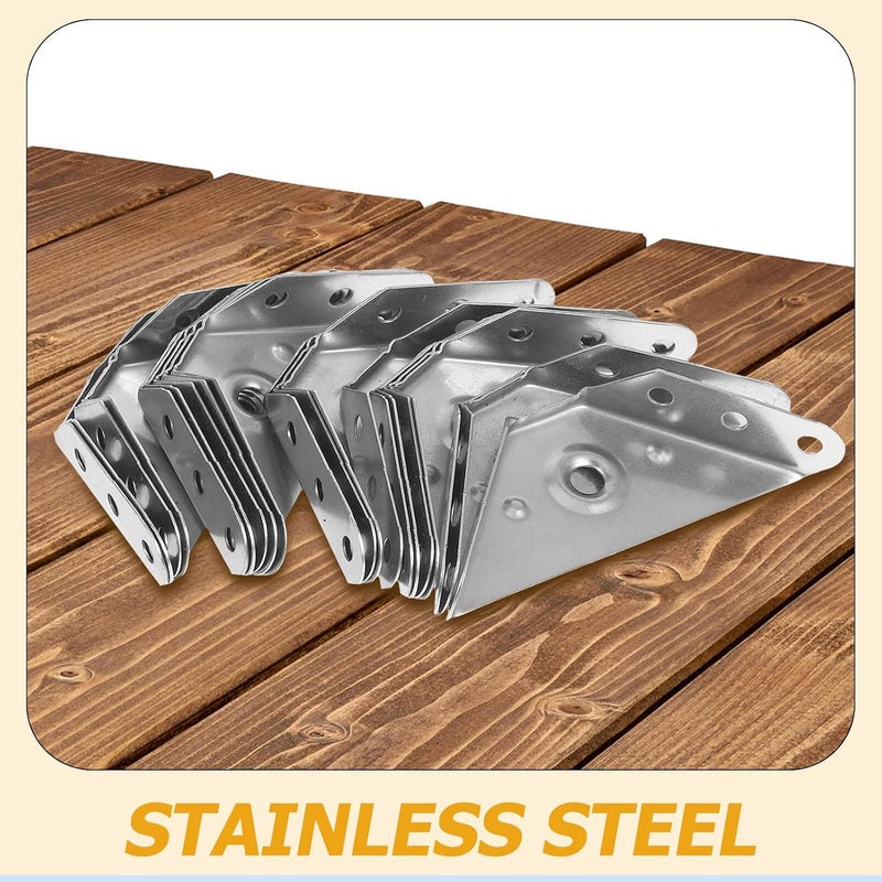 Garneck 20pcs Heavy Duty Stainless Steel Angle Brackets Corner Braces for Furniture Shelf Support Cabinet Corner Connectors with Nickel Plating for Home Improvement - Image 5