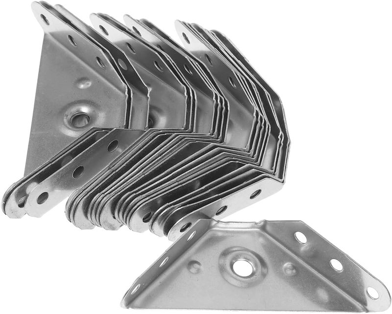 Garneck 20pcs Heavy Duty Stainless Steel Angle Brackets Corner Braces for Furniture Shelf Support Cabinet Corner Connectors with Nickel Plating for Home Improvement - Image 1