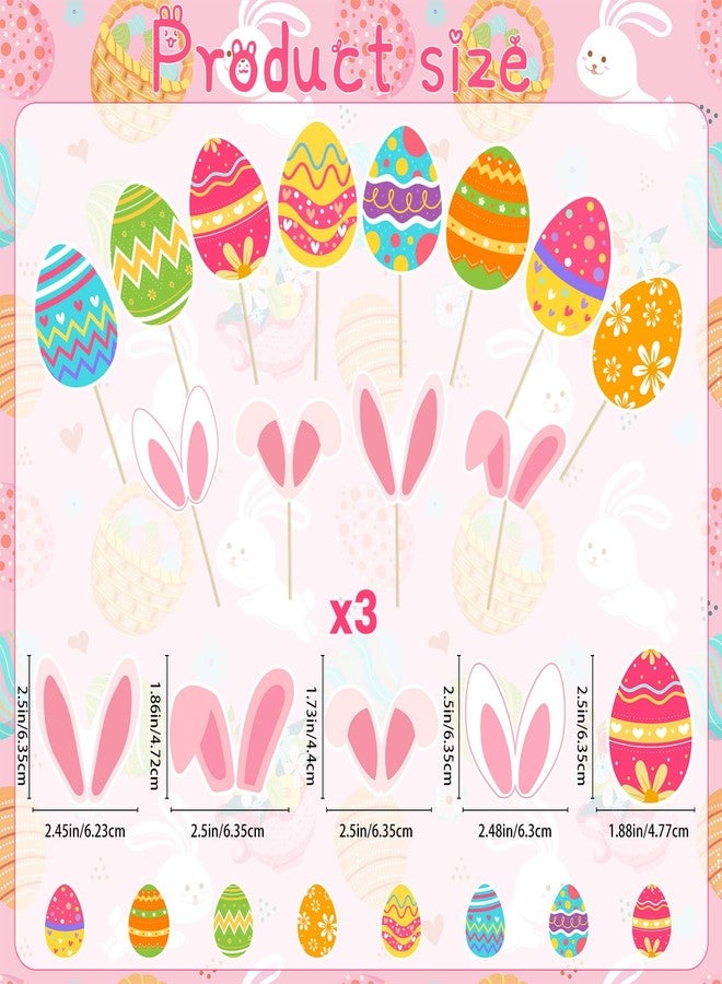 wuhuzsm 36pcs Easter Cupcake Toppers, 12 Kinds Easter Cake Topper Decorations, Paper Colorful Easter Eggs Bunny Ears Cake Topper Decor, Single Sided Printing Spring Party Decoration - Image 2