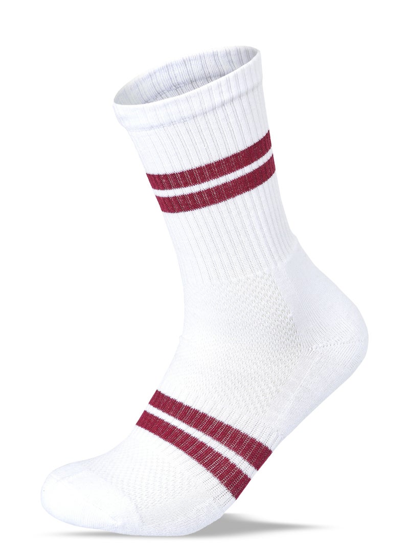 SAM SOCKS Men Set of 3 Half Terry Sport Stripped Socks SS2 White - Image 2