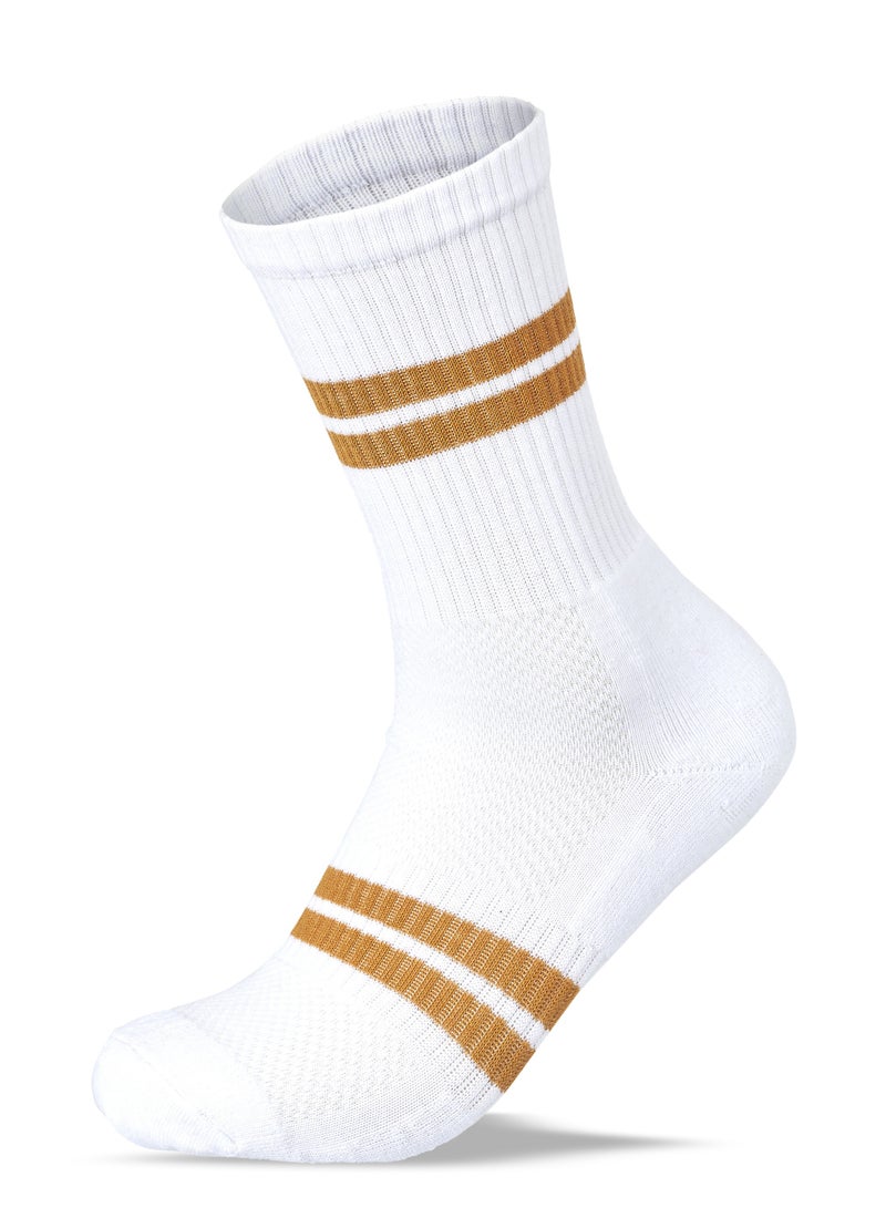 SAM SOCKS Men Set of 3 Half Terry Sport Stripped Socks SS2 White - Image 3