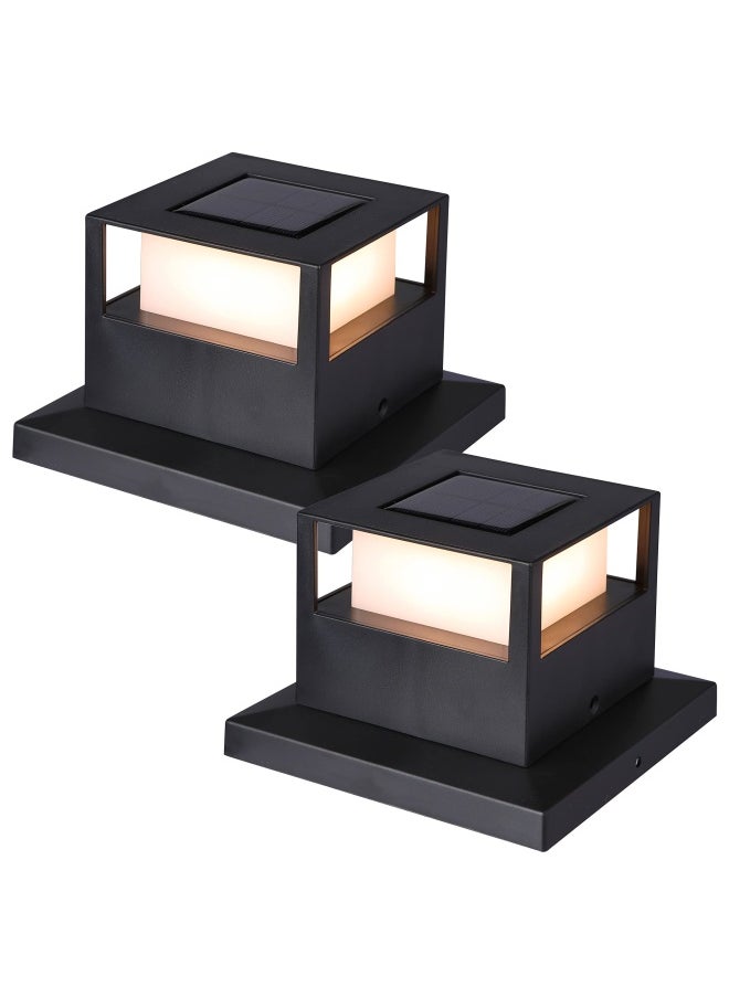 Maggift Maggift 2 Pack Solar Post Lights  20 Lumen Outdoor Warm White High Brightness Smd Led Lighting Solar Powered Cap Light  Fits 4X4  5X5 Or 6X6 Wooden Posts  Waterproof For Yard Fence Deck Or Patio  - Image 1