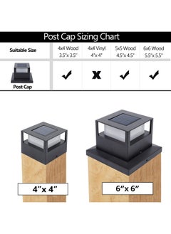 Maggift Maggift 2 Pack Solar Post Lights  20 Lumen Outdoor Warm White High Brightness Smd Led Lighting Solar Powered Cap Light  Fits 4X4  5X5 Or 6X6 Wooden Posts  Waterproof For Yard Fence Deck Or Patio  - Image 3