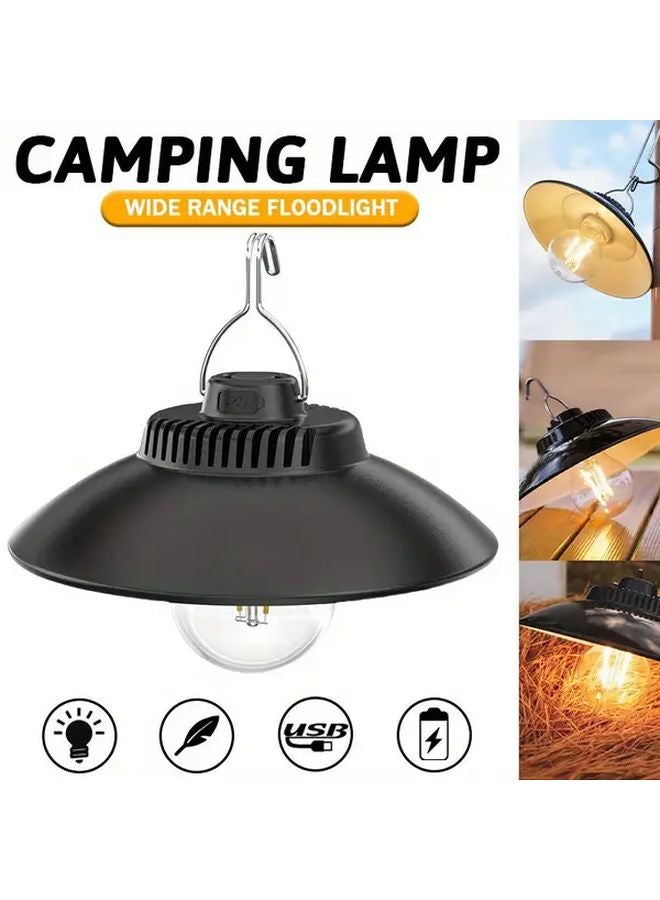 1pc Rechargeable LED Camping Lamp USB Retro Hanging Light Portable Lantern - Image 3