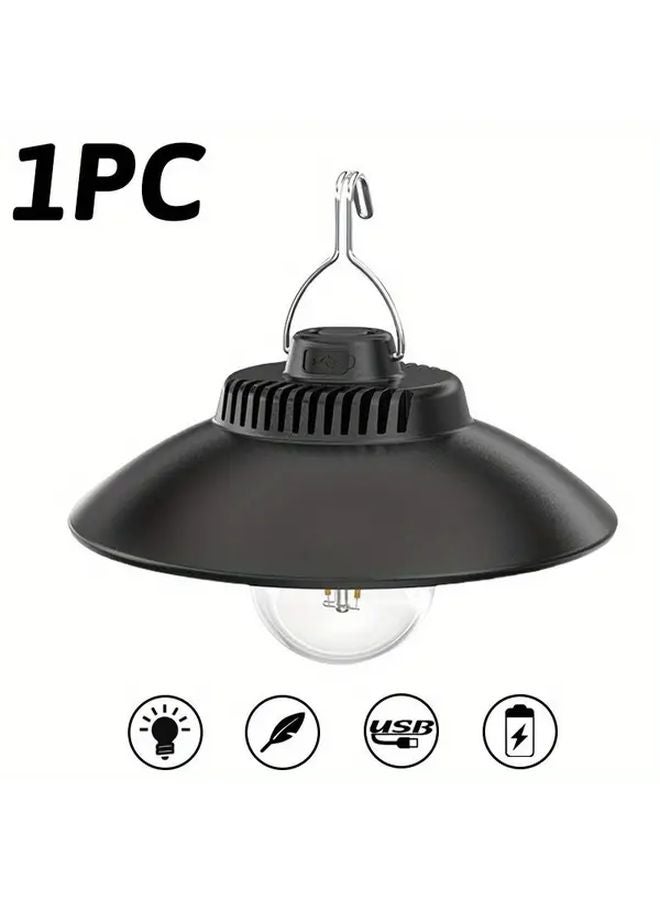 1pc Rechargeable LED Camping Lamp USB Retro Hanging Light Portable Lantern - Image 1
