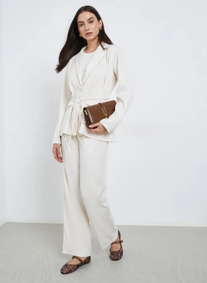 Styli Off White Casual Blazer and Trouser Co-ords