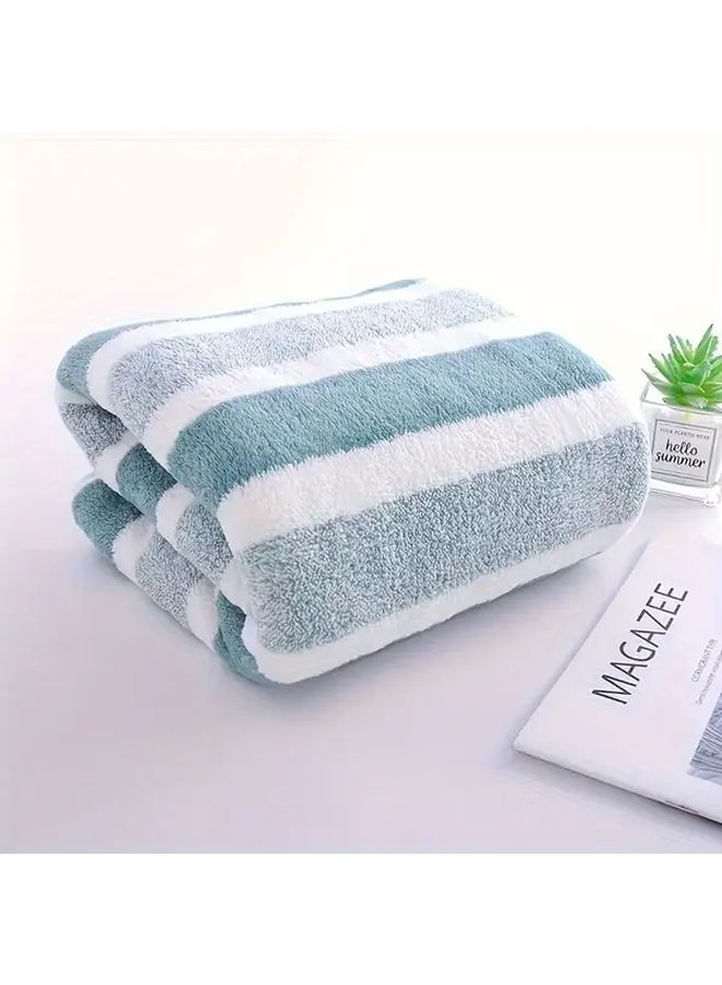 Blue Striped Quick Dry Towel Multipurpose for Beach Bathroom Camping Dormitory - Image 1