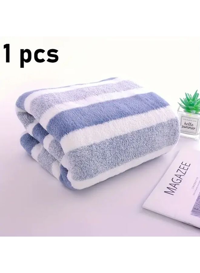 Blue Striped Quick Dry Towel Multipurpose for Beach Bathroom Camping Dormitory - Image 5