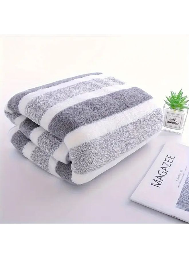 Blue Striped Quick Dry Towel Multipurpose for Beach Bathroom Camping Dormitory - Image 2