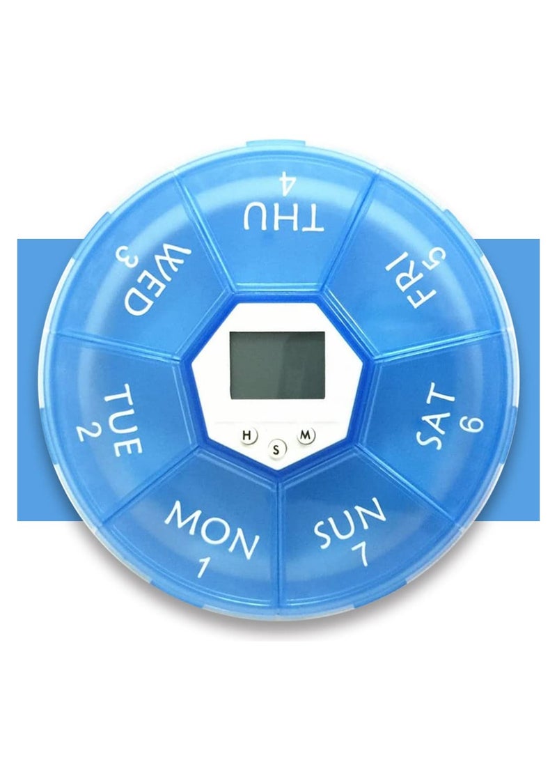 SYOSI Weekly Pill Dispenser with Reminder Alarm, 7-Day Pill Box Portable Pill Organizer Daily Medication Reminder Medication Organizer Weekly Health Management Aid Medication Planner Alarm for Elderly - Image 1