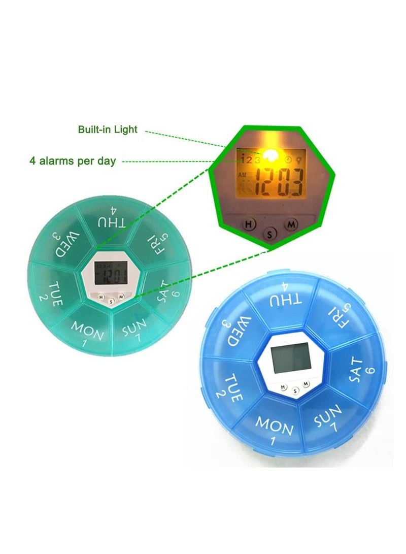 SYOSI Weekly Pill Dispenser with Reminder Alarm, 7-Day Pill Box Portable Pill Organizer Daily Medication Reminder Medication Organizer Weekly Health Management Aid Medication Planner Alarm for Elderly - Image 4