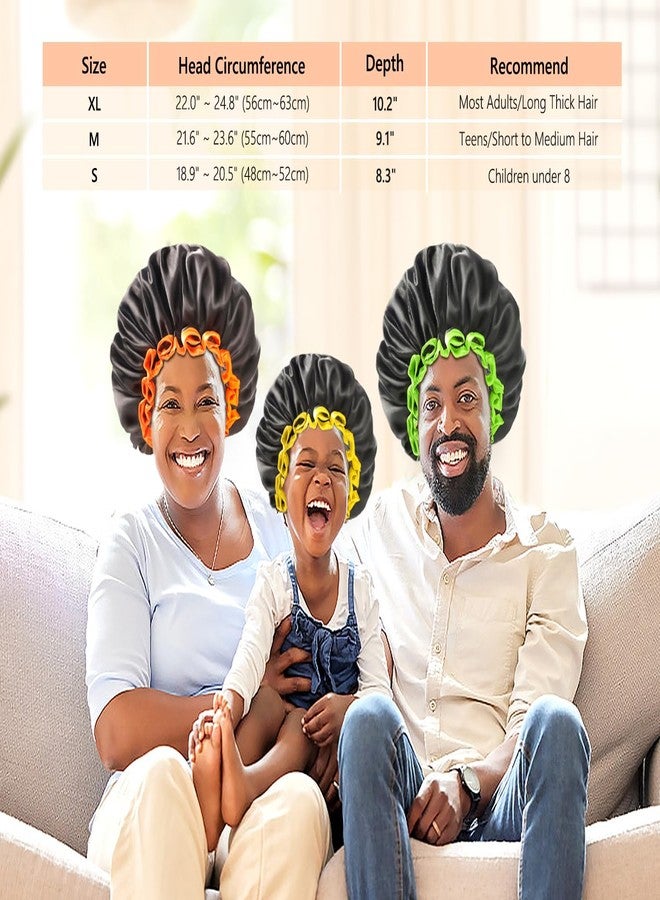 mikimini Extra Large Black Shower Cap for Women and Men Thick Long Hair Braids, Reusable Waterproof Double Layers XL Bathing Hair Caps with Vibrant Yellow Edge (Black) - Image 4