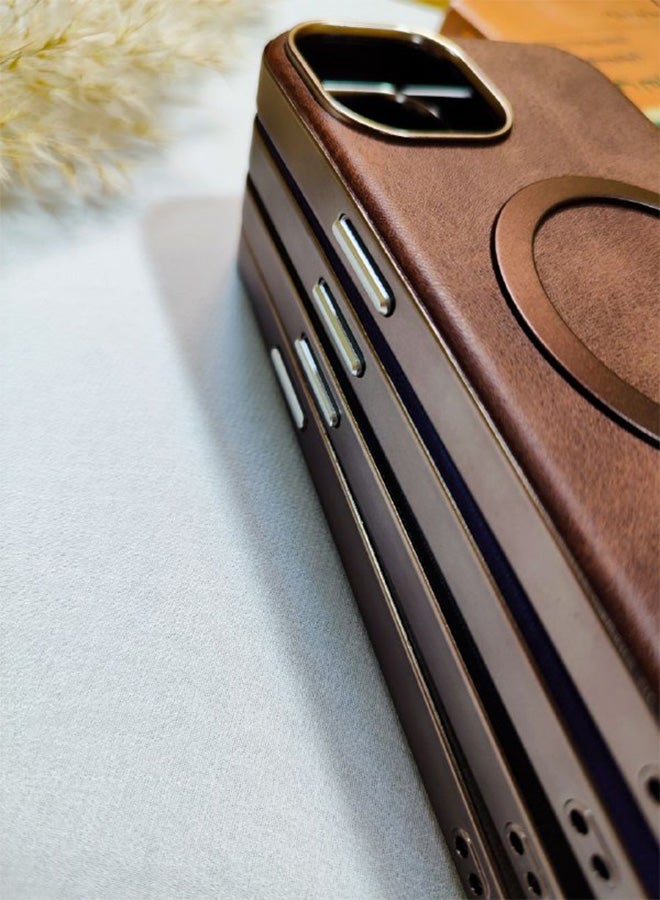 جراب جلد متوافق مع هاتف ايفون 11، يدعم الشحن اللاسلكي ماج سيف، غطاء مقاوم للصدمات، مصنوع من الجلد الفاخر يكتسب مظهرًا طبيعيًا بمرور الوقت، واقي الكاميرا المرتفع يحمي مجموعة العدسات، مع بطانة داخلية، لهاتف ايفون 11 - بنى - Image 5