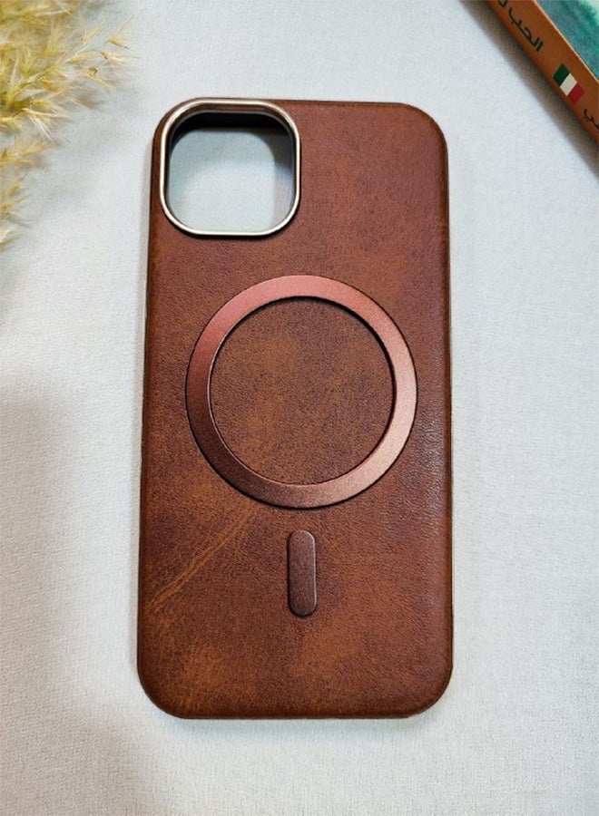 جراب جلد متوافق مع هاتف ايفون 11، يدعم الشحن اللاسلكي ماج سيف، غطاء مقاوم للصدمات، مصنوع من الجلد الفاخر يكتسب مظهرًا طبيعيًا بمرور الوقت، واقي الكاميرا المرتفع يحمي مجموعة العدسات، مع بطانة داخلية، لهاتف ايفون 11 - بنى - Image 2