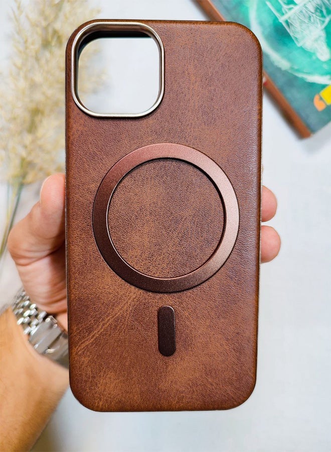 جراب جلد متوافق مع هاتف ايفون 11، يدعم الشحن اللاسلكي ماج سيف، غطاء مقاوم للصدمات، مصنوع من الجلد الفاخر يكتسب مظهرًا طبيعيًا بمرور الوقت، واقي الكاميرا المرتفع يحمي مجموعة العدسات، مع بطانة داخلية، لهاتف ايفون 11 - بنى - Image 1