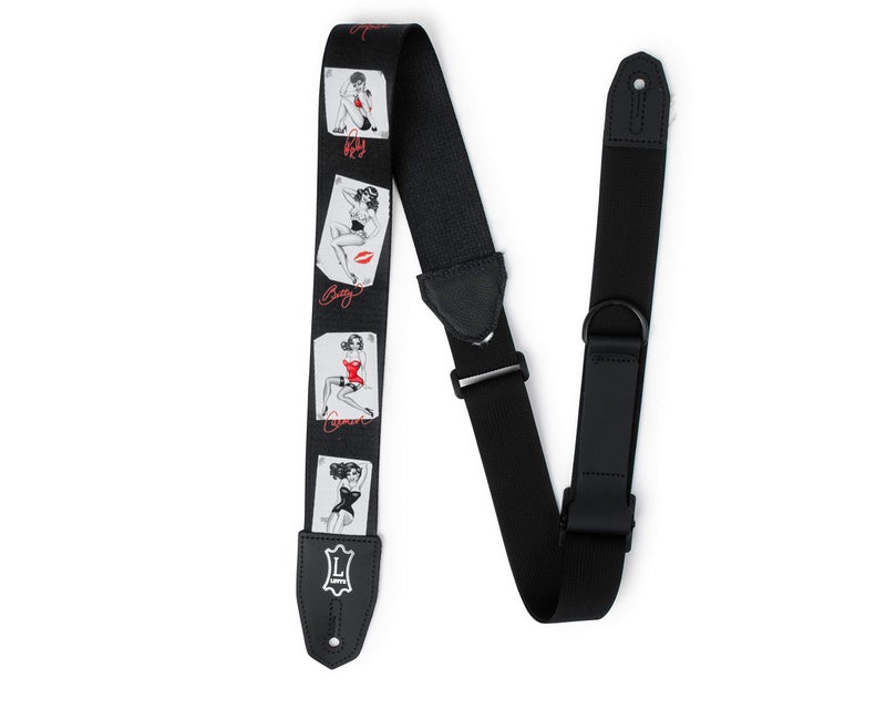 Levy's Levys Leathers Right Height 2 Polyester Guitar Strap with RipChord Quick Adjustment Technology PinUp Motif MPRH72 - Image 2