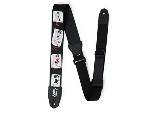 Levy's Levys Leathers Right Height 2 Polyester Guitar Strap with RipChord Quick Adjustment Technology PinUp Motif MPRH72 - Image 1