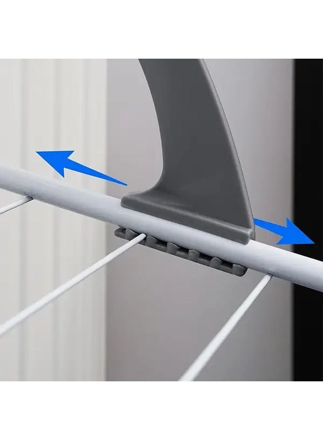 White Basic Heavy Duty Stainless Steel Foldable Drying Rack With Hooks Space Saving Multi Tier Laundry Organizer - Image 3