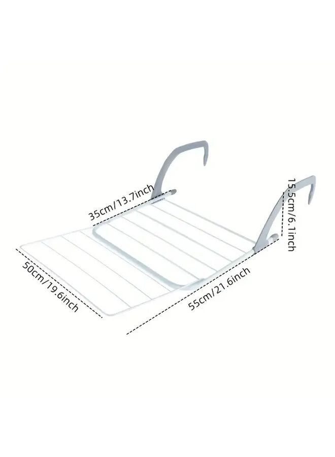 White Basic Heavy Duty Stainless Steel Foldable Drying Rack With Hooks Space Saving Multi Tier Laundry Organizer - Image 4