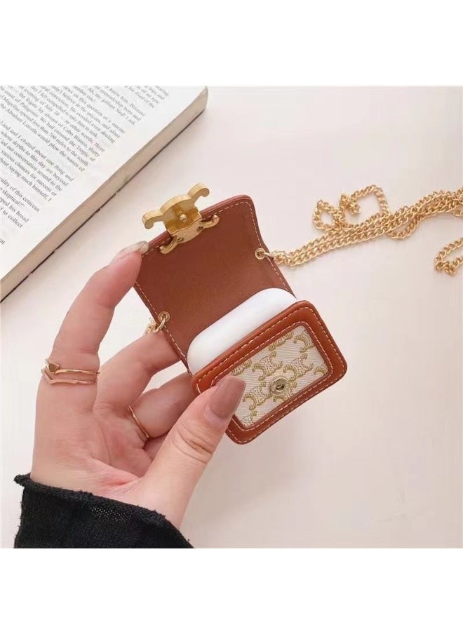 Generic - Suitable For European And American Spring Arc De Triomphe AirPods 1/2/3Rd Generation Protective Cover Leather Wireless For Apple Bluetooth Crossbody-Color:Denim Pattern + Lanyard-Applicable Models:Airpods Pro/pro2/3/4 - Image 1