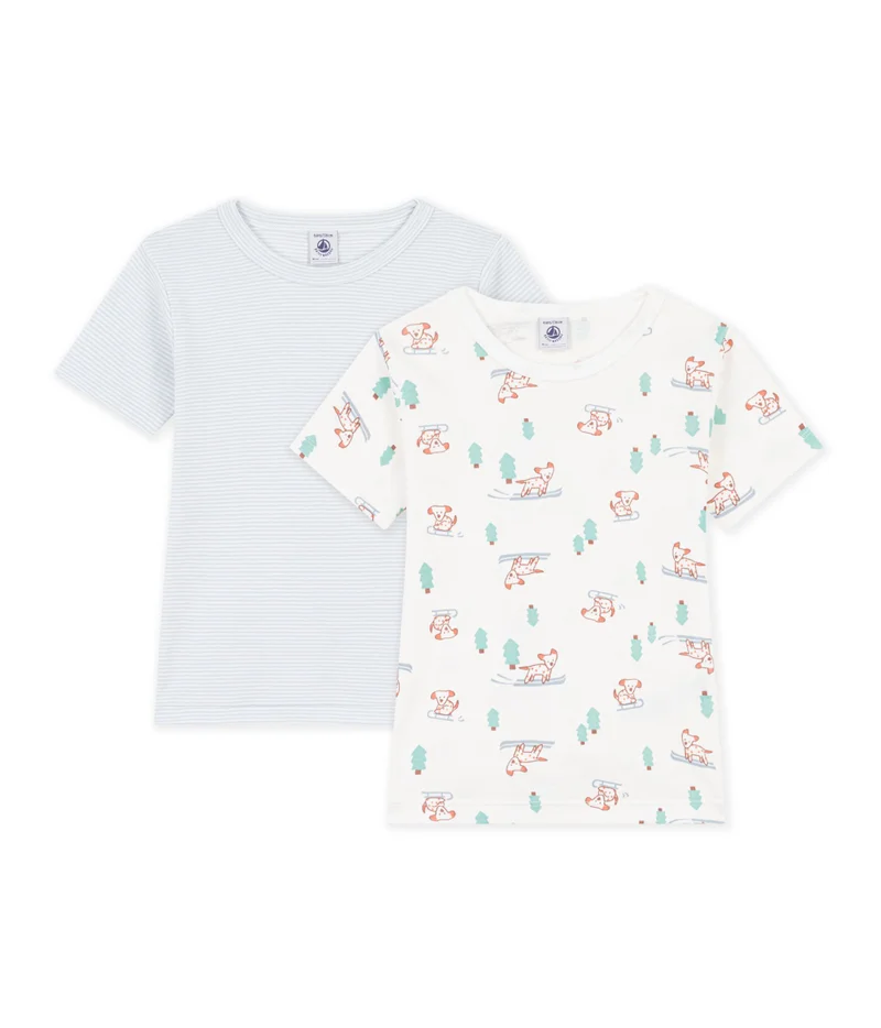 بيتي باتو Pack Of Children's Short-Sleeved Dog-Print Cotton T-Shirts