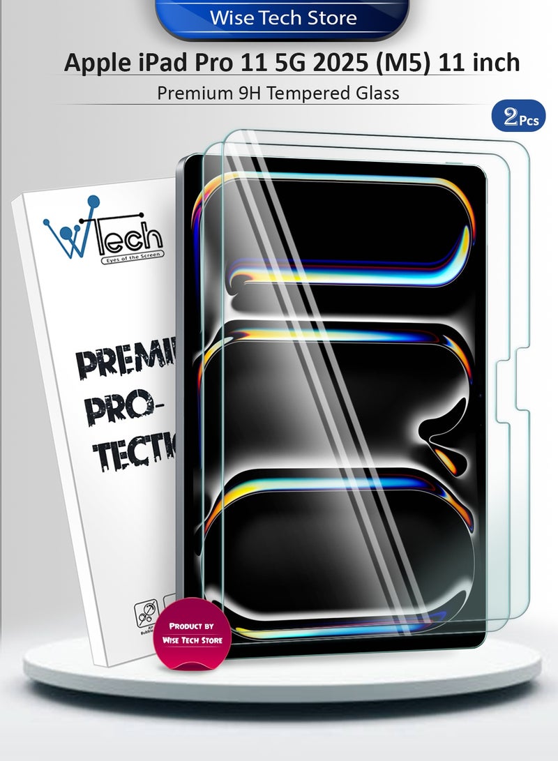 Wtech Apple iPad Pro 11 5G 2025 (M5) 11 inch WTech Premium Series Curved Edges 9H HD Full Cover Tempered Glass Tablet Screen Protector 2 Pack (TSGPCN) - Clear - Image 1