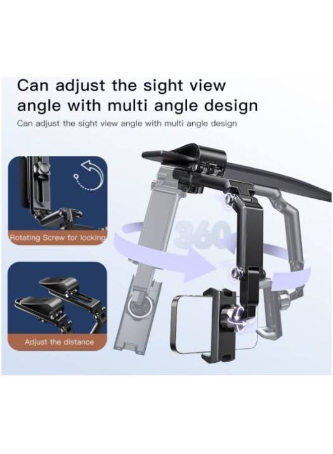 Yesido Sun Visor Car / Phone Holder, Universal Clip, 360 Degree Adjustable, Rearview Mirror Cradle, 4-6.7 Inch Clamp, Non Slip Thickened Silicone Pad, Black | C194 - Image 3