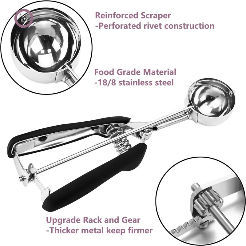 OSHLANT Ice Cream Scoop, 18/8 Stainless Steel Cookie Scoop, Cookie Scoops for Baking, 1.5 Tbsp/ 23ml/ 0.7 oz Cookie Dough Scoop, Ice Cream Scooper with Trigger Release, Cookie Scooper for Baking - Image 2