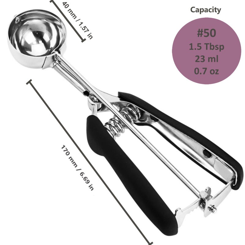 OSHLANT Ice Cream Scoop, 18/8 Stainless Steel Cookie Scoop, Cookie Scoops for Baking, 1.5 Tbsp/ 23ml/ 0.7 oz Cookie Dough Scoop, Ice Cream Scooper with Trigger Release, Cookie Scooper for Baking - Image 5