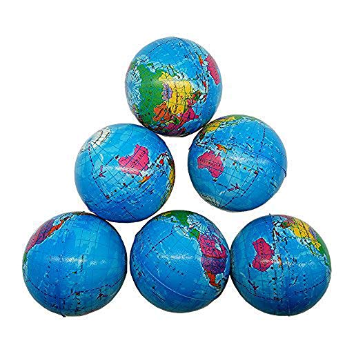 Sohapy 248 Mini Squeezable Globe Stress BallsTension Reliver BallsParty FavorSoft PU Globe BallEarth PatternParty6 PCS - Image 1