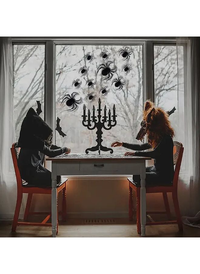 12Pcs 3D Black Spider Wall Stickers Self Adhesive Matte Finish Round Plastic Decals - Image 5