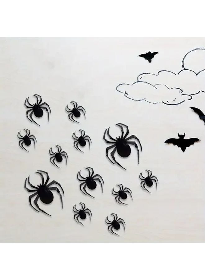 12Pcs 3D Black Spider Wall Stickers Self Adhesive Matte Finish Round Plastic Decals - Image 3