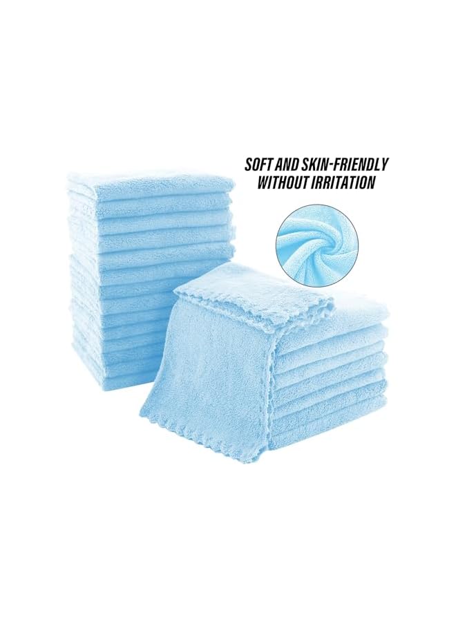 The Bros Ultra Soft Premium Washcloths Set - 12 x 12 inches - 24 Pack - Quick Drying - Highly Absorbent Coral Velvet Bathroom (Aquamarine, 12 x 12 Inch) - Image 4