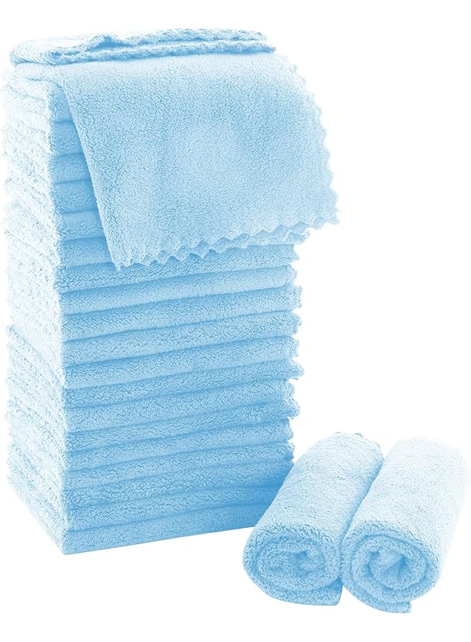 The Bros Ultra Soft Premium Washcloths Set - 12 x 12 inches - 24 Pack - Quick Drying - Highly Absorbent Coral Velvet Bathroom (Aquamarine, 12 x 12 Inch) - Image 1
