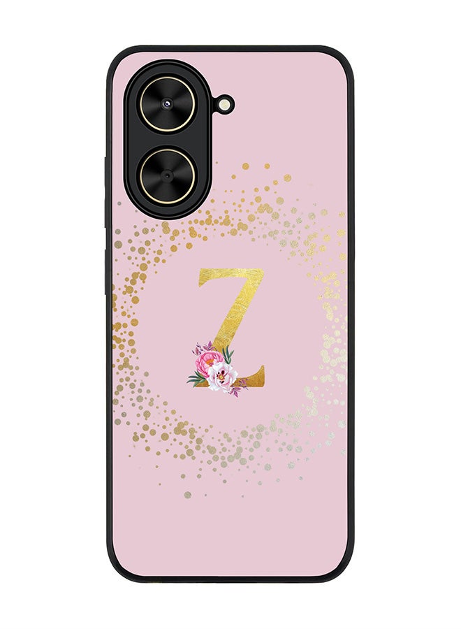 Stylizedd For Xiaomi Poco C71 / Redmi A5 4G Case,Slim fit Camera Protection, Shockproof Thin Phone cover  - Custom Monogram Floral - Z  (Pink )