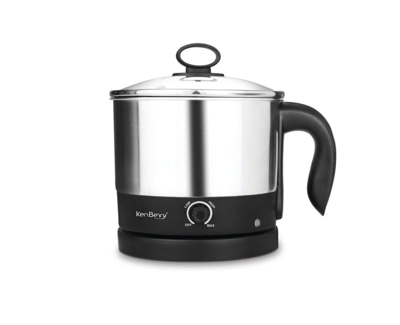 KenBerry Handy Cook Multipurpose Stainless Steel Electric Kettle | Multi Kettle | Multi Cooker | Travel Kettle | Make Infant Food, Instant Food, Tea, (1.5 L, Steel), 600 Watts - Image 1