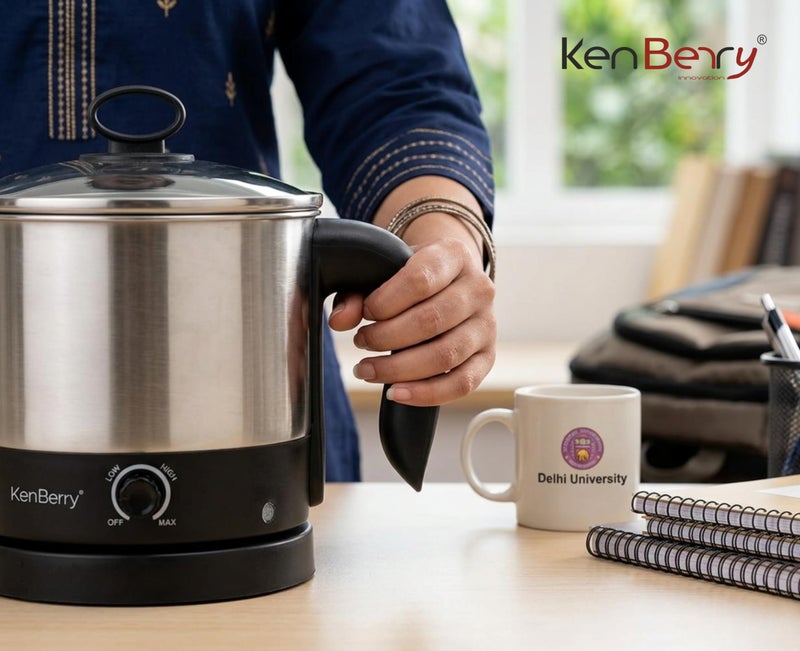 KenBerry Handy Cook Multipurpose Stainless Steel Electric Kettle | Multi Kettle | Multi Cooker | Travel Kettle | Make Infant Food, Instant Food, Tea, (1.5 L, Steel), 600 Watts - Image 3
