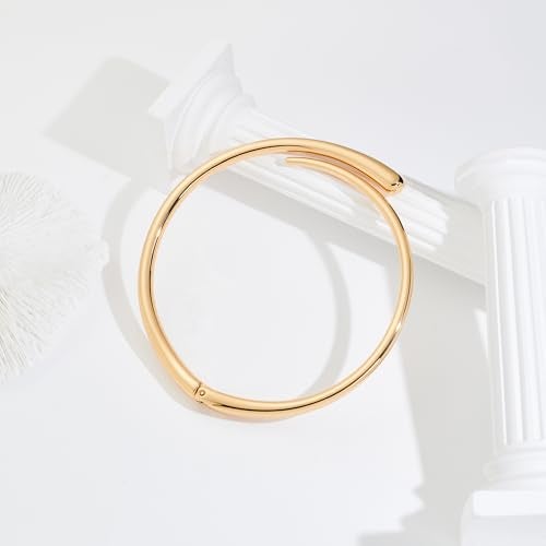 WOWORAMA Chunky Gold Cuff Choker Necklaces for Women Teardrop Choker Collar Necklace Spring Open Cuff Necklace Statement Metal Collar Choker Necklaces - Image 2
