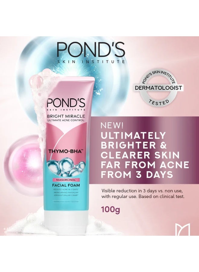 PONDS Bright Miracle Ultimate Acne Control Facial Foam - 100g - Image 3
