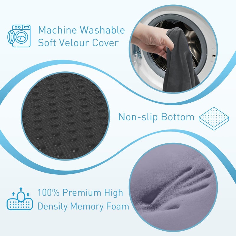 BlissTrends Seat Cushion,Thick Memory Foam Cushions for Office Chair, Car Seat, Airplane, Relieving Pressure Tailbone Sciatica Back Pain for Long Sitting Office Workers, Car Drivers 4.7in Thick Grey - Image 3