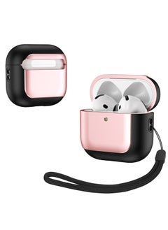 For Apple AirPods 4 Bluetooth Protective Case Pro2 Litchi Pattern Business Drop-resistant Earphone Case Soft 6 Generation-Color:Rose Gold-Applicable Models:Airpods 4 Anc Noise Reduction Version With Sound Hole At The Bottom