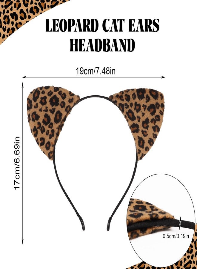 DERAYEE Leopard Cat Ears Headband for Women Girls, Soft Furry Cheetah Hairband for Halloween Party Cosplay - Image 2