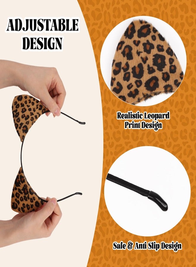 DERAYEE Leopard Cat Ears Headband for Women Girls, Soft Furry Cheetah Hairband for Halloween Party Cosplay - Image 3