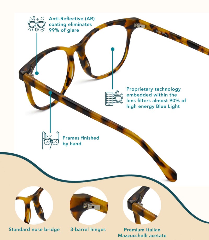 Felix Gray Lovelace Women's Blue Light Glasses Serengeti, Blue Light Blocking Glasses, Gaming Glasses, Computer Glasses - Image 4