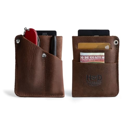 Hide & Drink, Front Pocket Wallet Handmade from Full Grain Leather - Multi-Tool Pouch, Card Holder, Money Organizer, Travel Accessories (Bourbon Brown) - Image 1